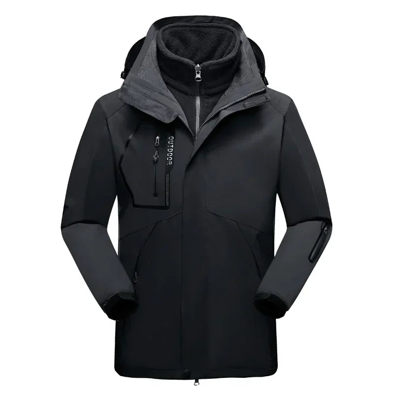 Winter Jacket for Men – 2-in-1 Fleece & Shell, Waterproof, Ideal for Hiking, Camping, Skiing