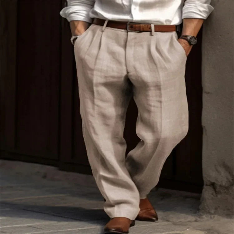Men Linen Pants – Casual Straight-Leg Style, Lightweight & Breathable for Spring/Summer