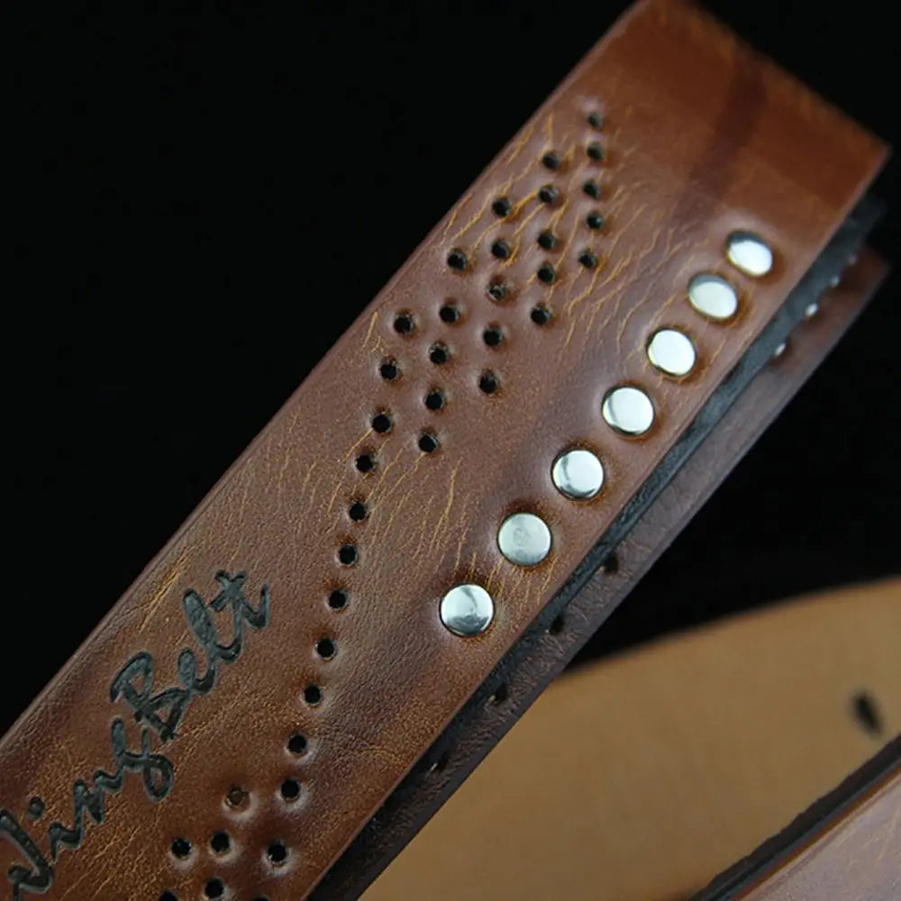 Vintage Leather Men Belt – Luxury Alloy Buckle, High-Quality Business Waistband