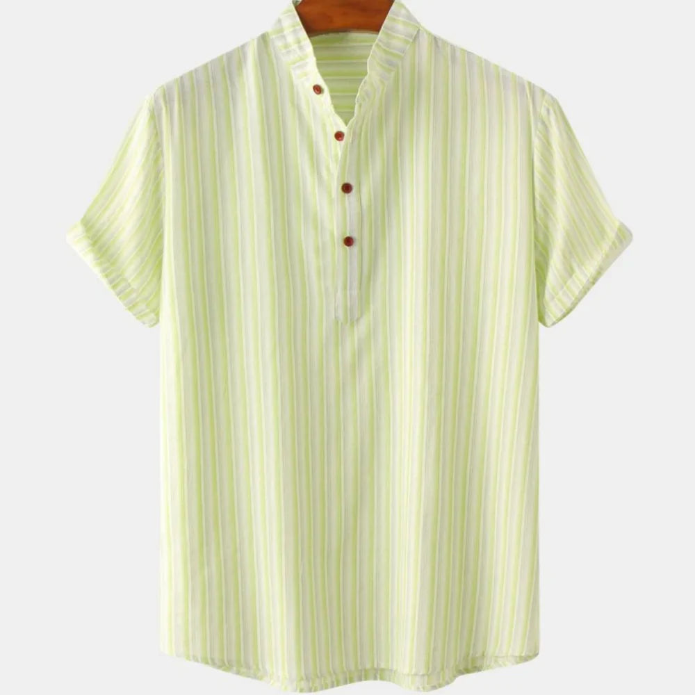 Summer Striped 3D Printed Henley Shirts