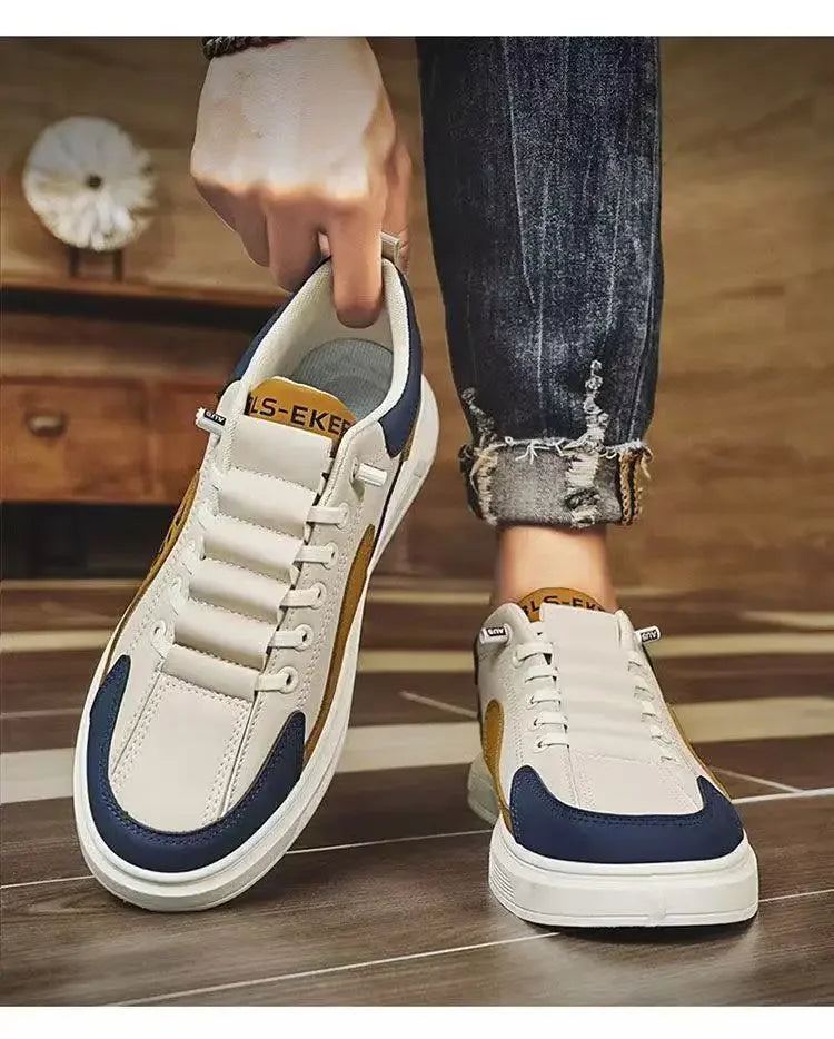 Low Top Sneakers – 2025 Men’s Fashion Leather Shoes, One-Foot Slip-On, Sport & Casual