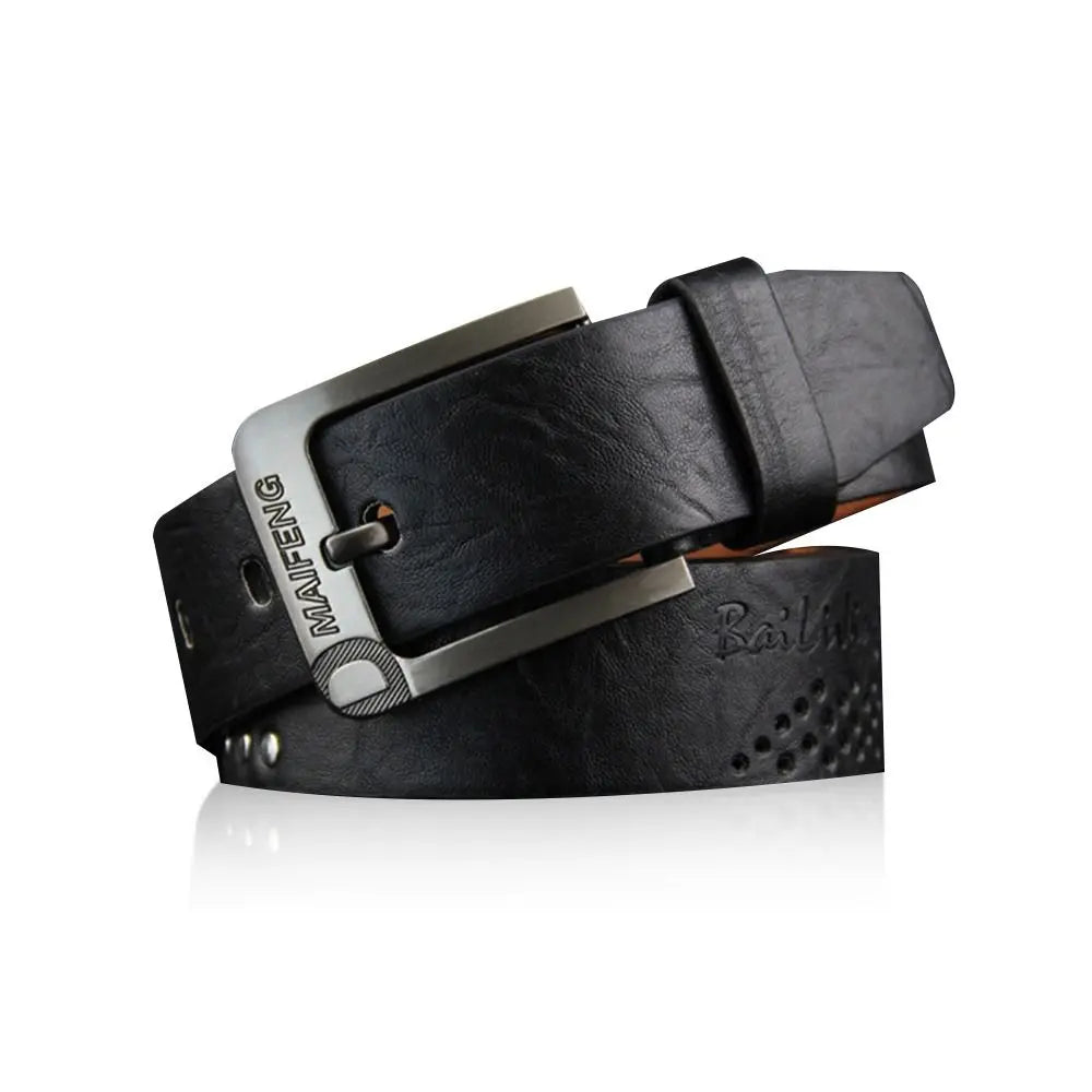 Vintage Leather Men Belt – Luxury Alloy Buckle, High-Quality Business Waistband