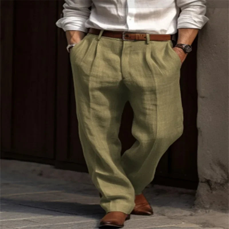 Men Linen Pants – Casual Straight-Leg Style, Lightweight & Breathable for Spring/Summer