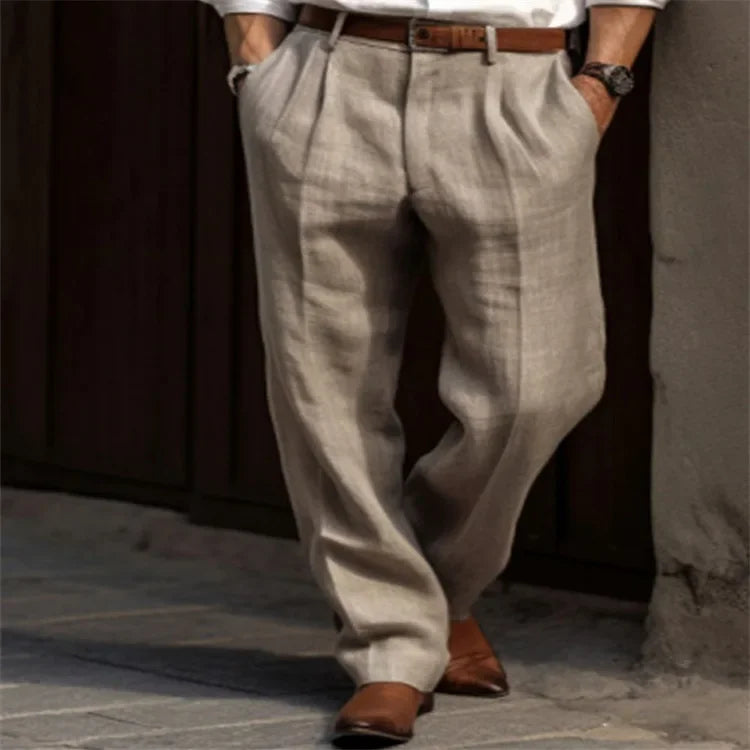 Men Linen Pants – Casual Straight-Leg Style, Lightweight & Breathable for Spring/Summer