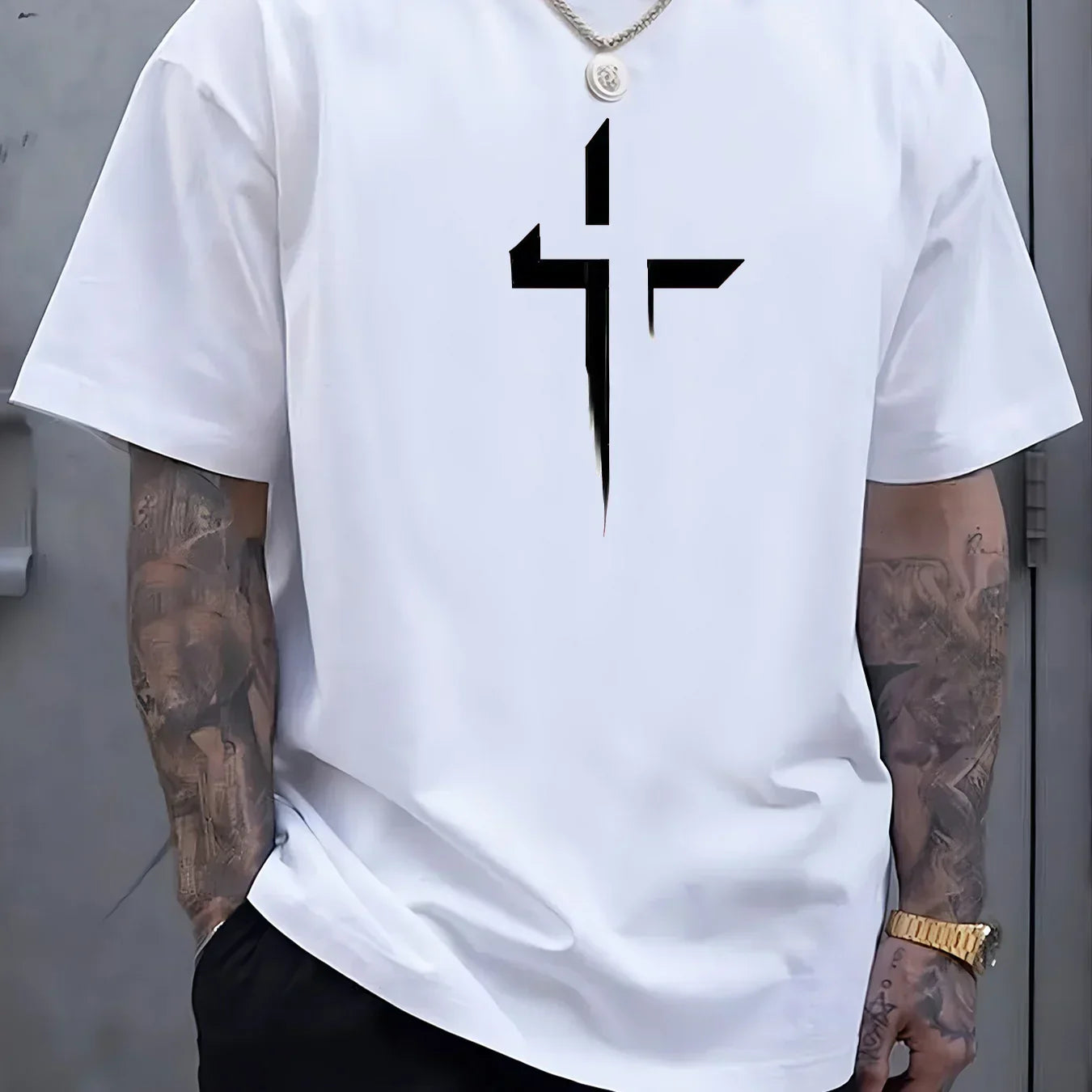 Round Neck Summer men 100% pure cotton casual loose plus size