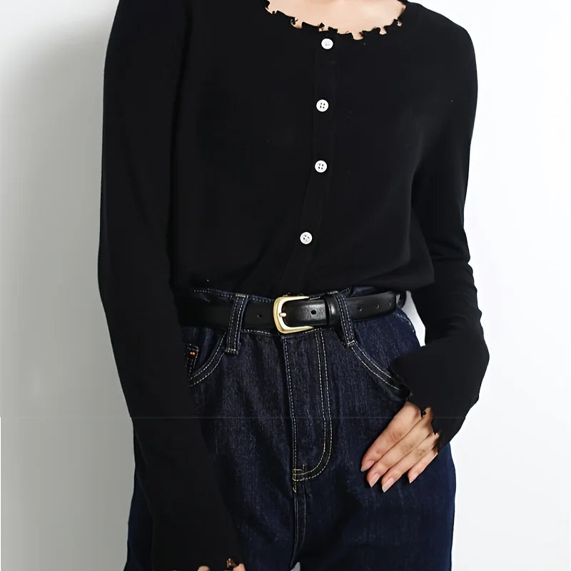 Ladies Fashion Belt – Simple Black Belt for Jeans, Perfect for Daily Use
