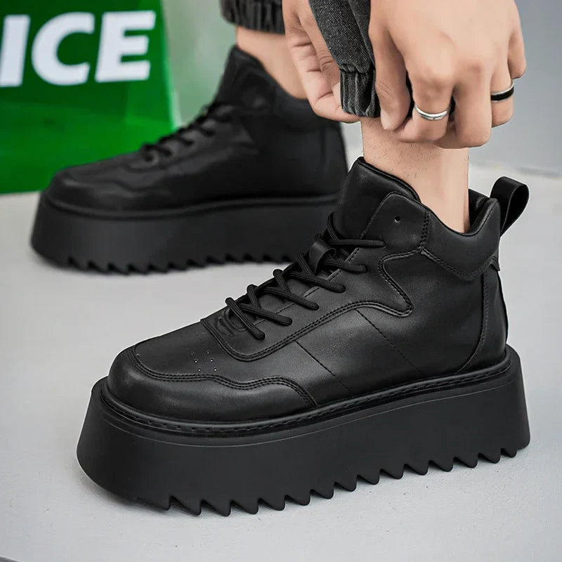 High Top Sneakers – 2025 Men’s Leather Running Shoes, Comfortable & Breathable Design