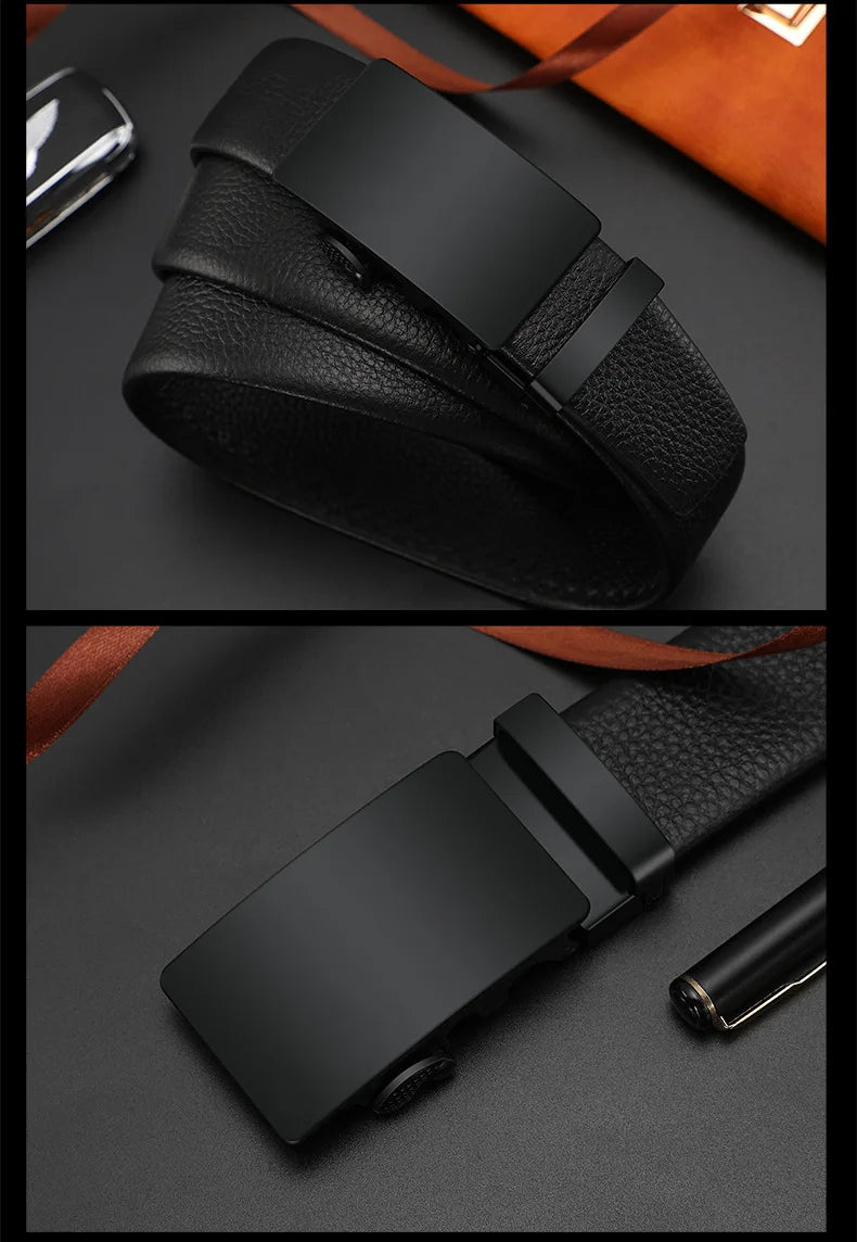 Men Leather Belt – 120cm with Auto Lock Buckle, Durable & Stylish for Business or Work
