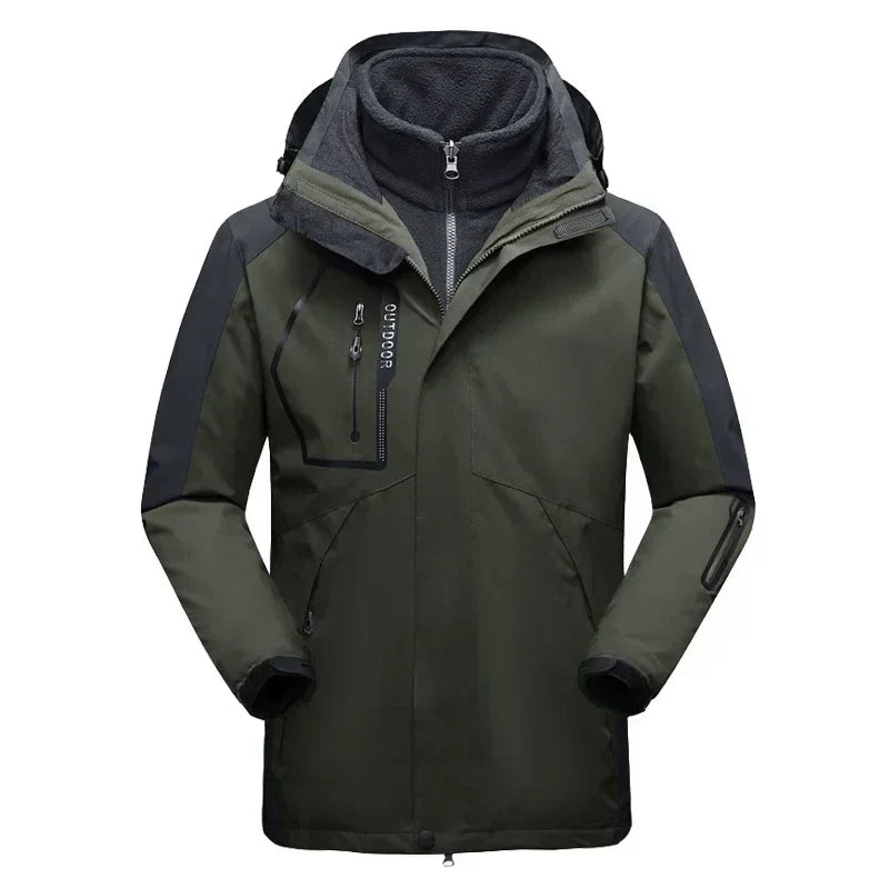 Winter Jacket for Men – 2-in-1 Fleece & Shell, Waterproof, Ideal for Hiking, Camping, Skiing
