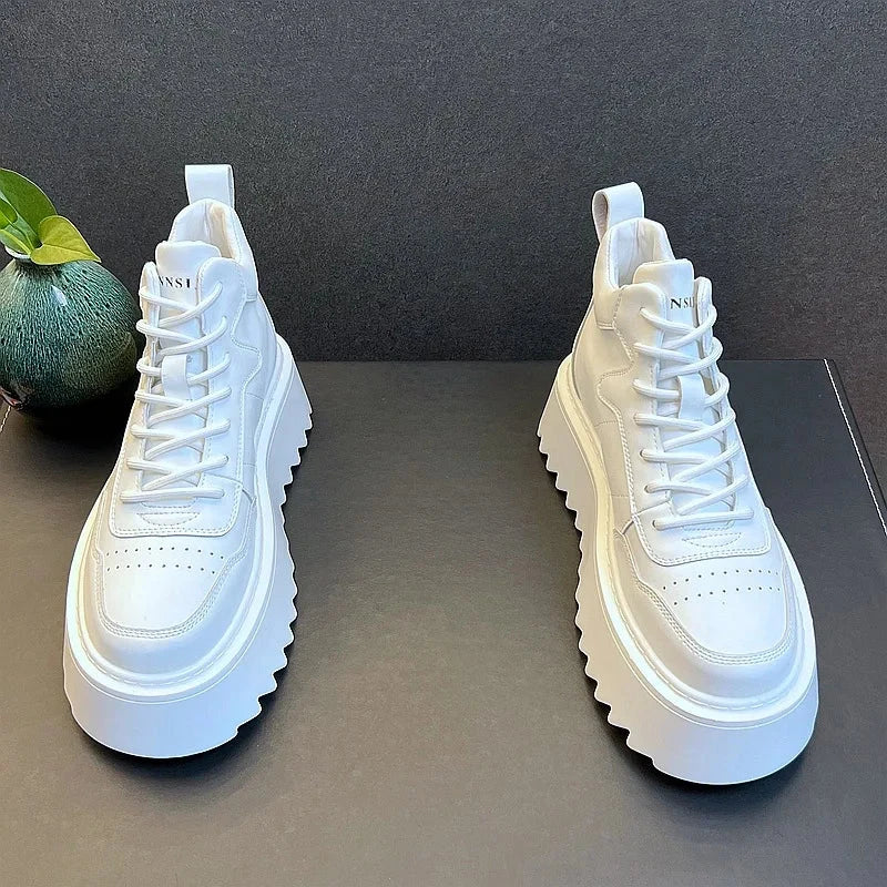 High Top Sneakers – 2025 Men’s Leather Running Shoes, Comfortable & Breathable Design