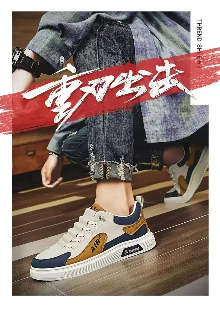 Low Top Sneakers – 2025 Men’s Fashion Leather Shoes, One-Foot Slip-On, Sport & Casual