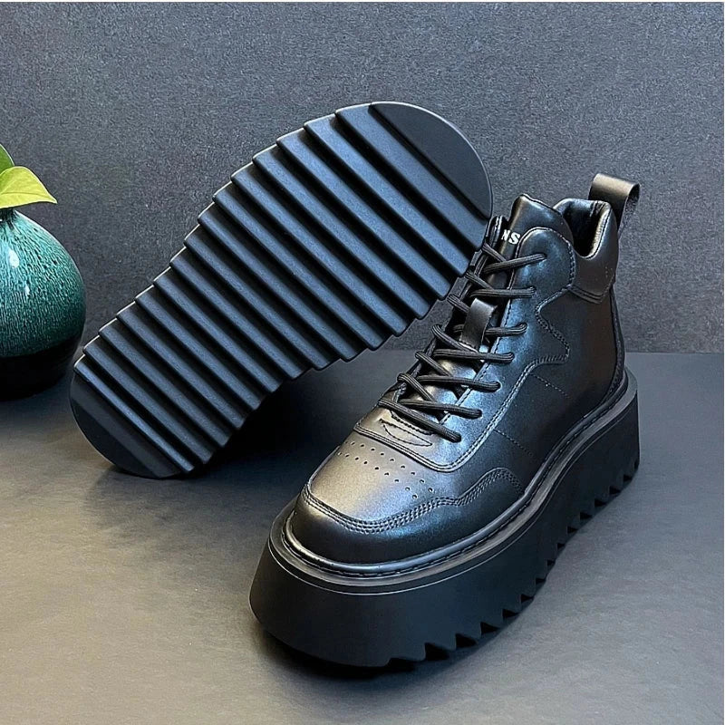 High Top Sneakers – 2025 Men’s Leather Running Shoes, Comfortable & Breathable Design
